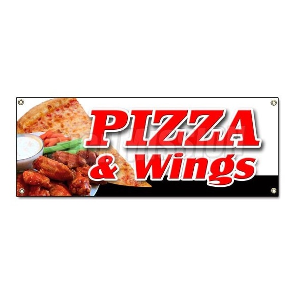 PIZZA & WINGS BANNER SIGN brick oven new york chicago italian spicy